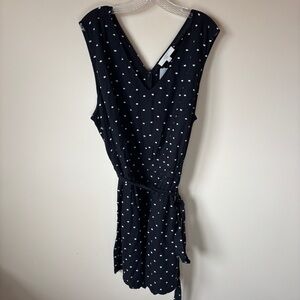 BNWT LOFT Women’s Black Polka Dot Double V Romper Jumpsuit Beach Summer Shorts